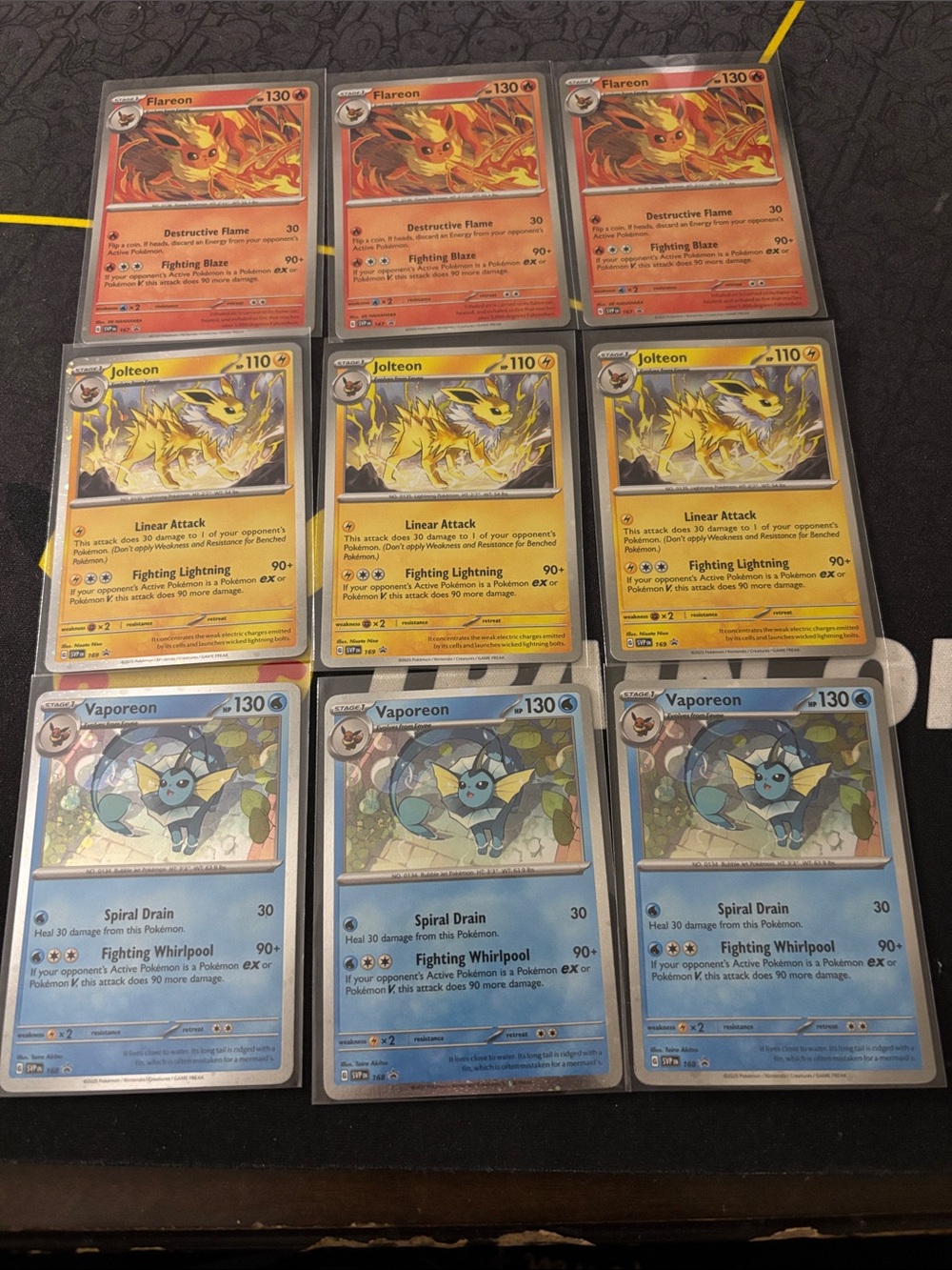 TCG Eeveelutions Set - Flareon, Jolteon, Vaporeon (Various Colors) BSP
